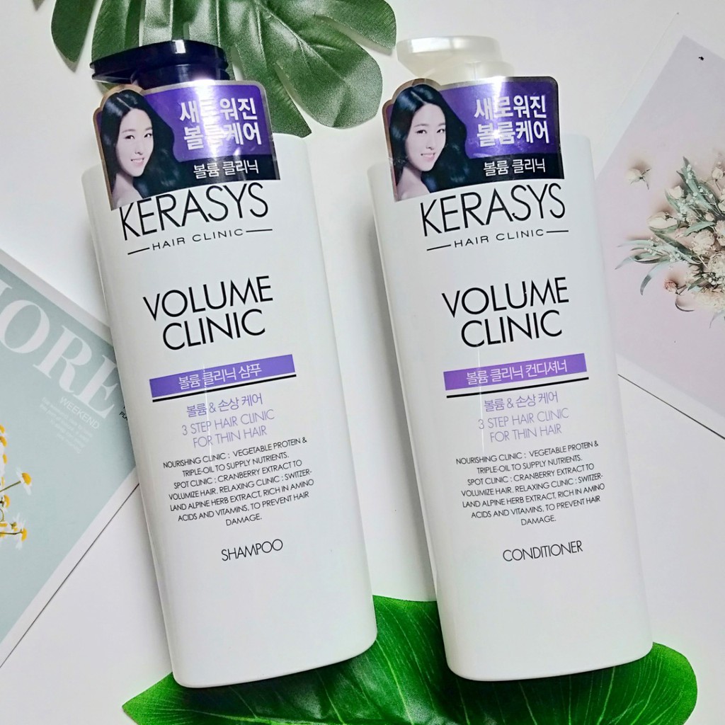 (Date 09/2022) Bộ gội xả ngăn gãy rụng Kerasys Volume Clinic Hàn Quốc 600mlx2