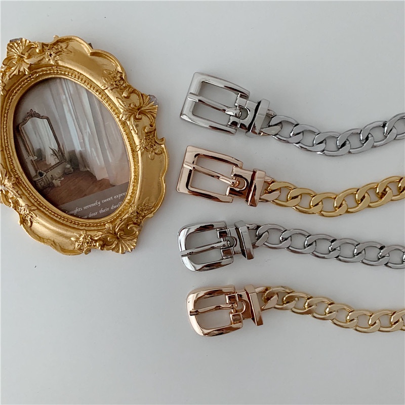 Thắt Lưng Dây Xích Bằng Kim Loại Phong Cách Âu Mỹ Đơn Giản Thời Trang Mùa Hè Cho Nam Và Nữ