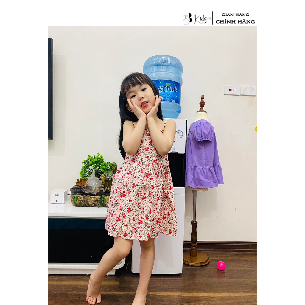 Váy 2 Dây BB KIDS Hoạ Tiết Hoa Nhí Màu Đỏ Cho Bé Gái