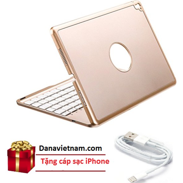 Bàn phím Bluetooth kiêm ốp lưng cho iPad Pro 9.7'' (Gold) tặng cáp sạc iPhone