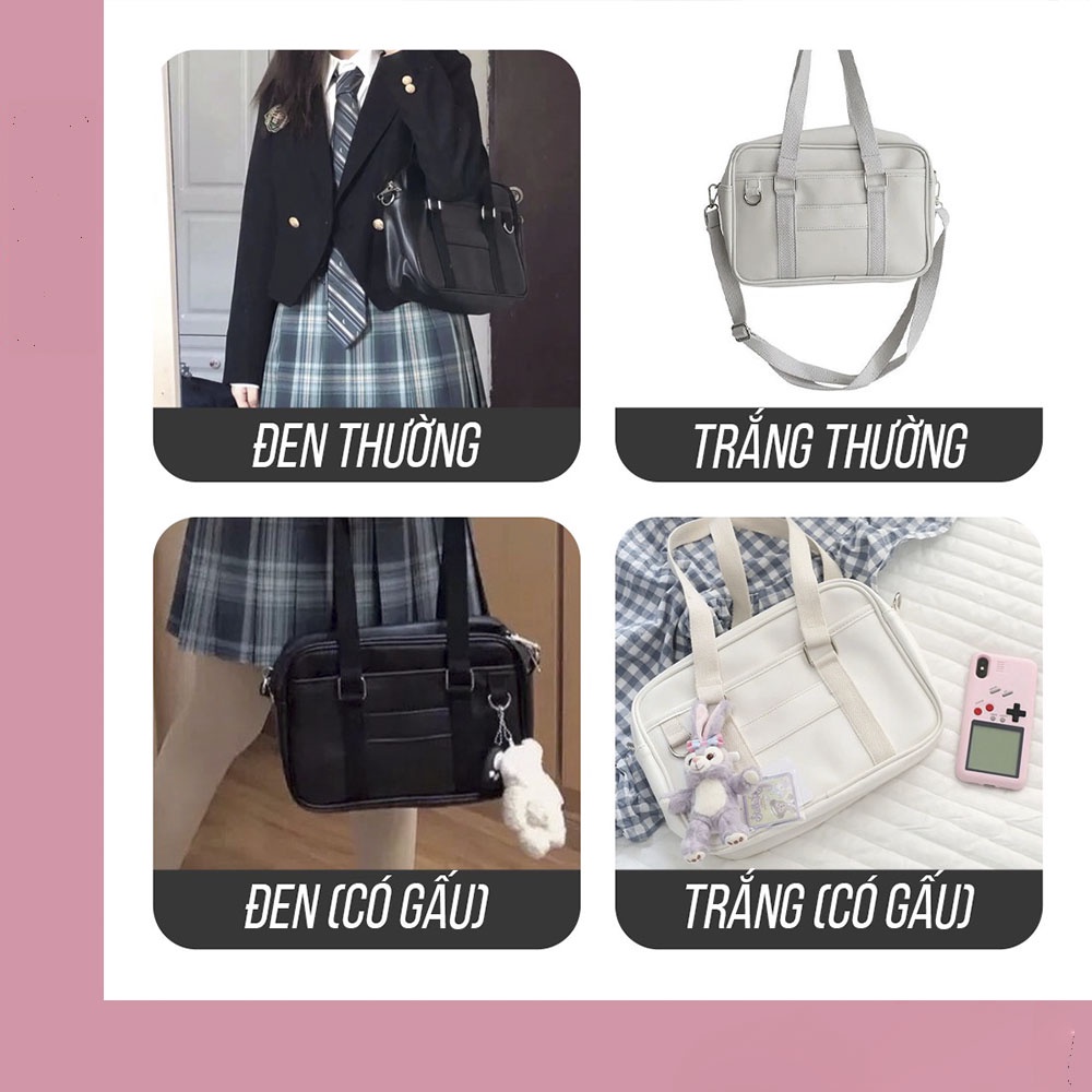 Cặp sách da PU đeo chéo cầm tay dễ thương kiểu dáng học sinh phong cách JK nữ sinh Nhật Bản C00052