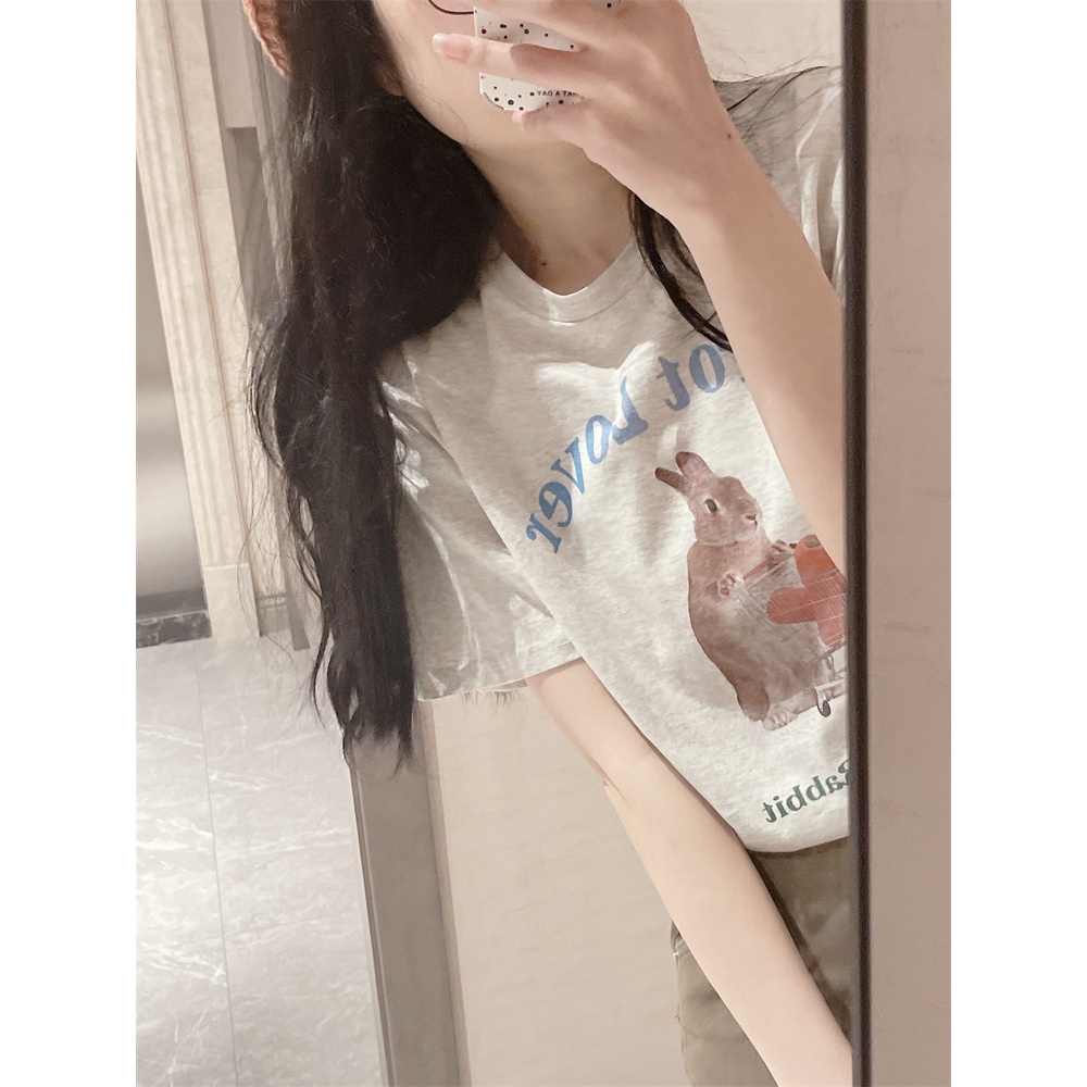 Áo Thun Tay Ngắn Cổ Tròn Dáng Rộng In Họa Tiết Hoạt Hình Thời Trang Cho Nữ