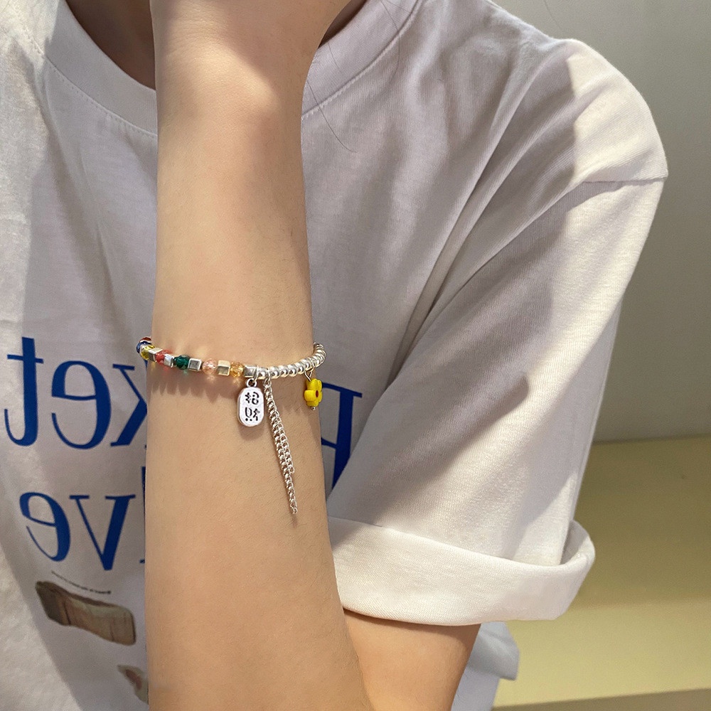 Vòng Tay Chuỗi Hạt Nhiều Màu Sắc Phong Cách Harajuku Thời Trang Cho Nữ