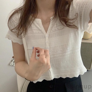 Áo Croptop Tay Ngắn Cổ Chữ V Màu Sắc Đa Dạng Cho Nữ