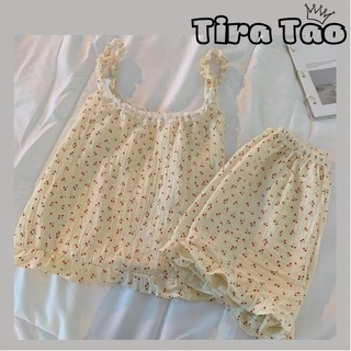 Bộ đồ ngủ hai dây dễ thương vải cực mát
