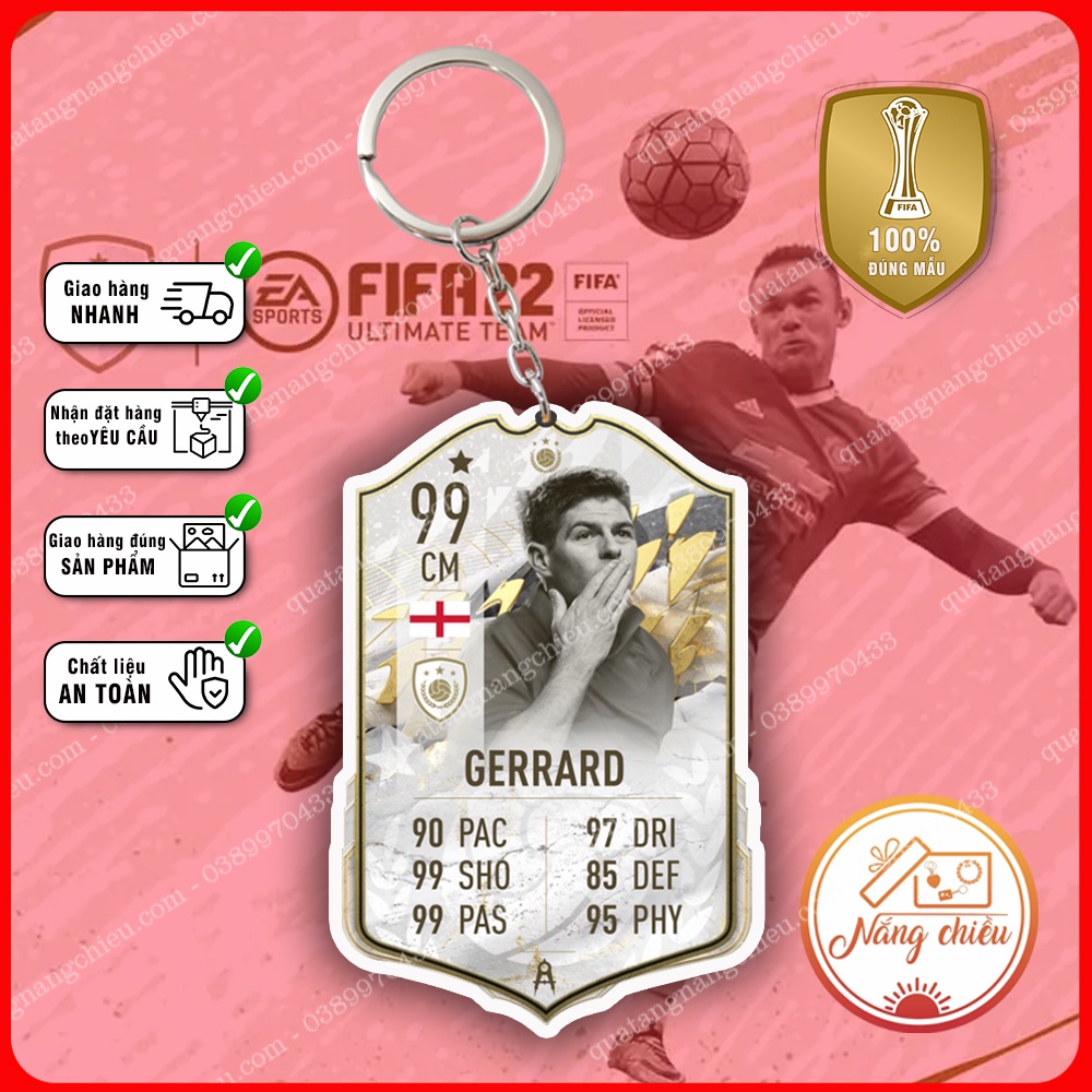 Móc khóa thẻ Icon Gerrard, Móc khóa thẻ Legend - Dày In Sắc Nét 2 Mặt