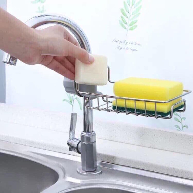 Giỏ Inox Gắn Vòi Rửa Bát Tiện Lợi - Không Rỉ / Giá Treo Vòi Inox Đựng Đồ , Giẻ Rửa Chén Bát