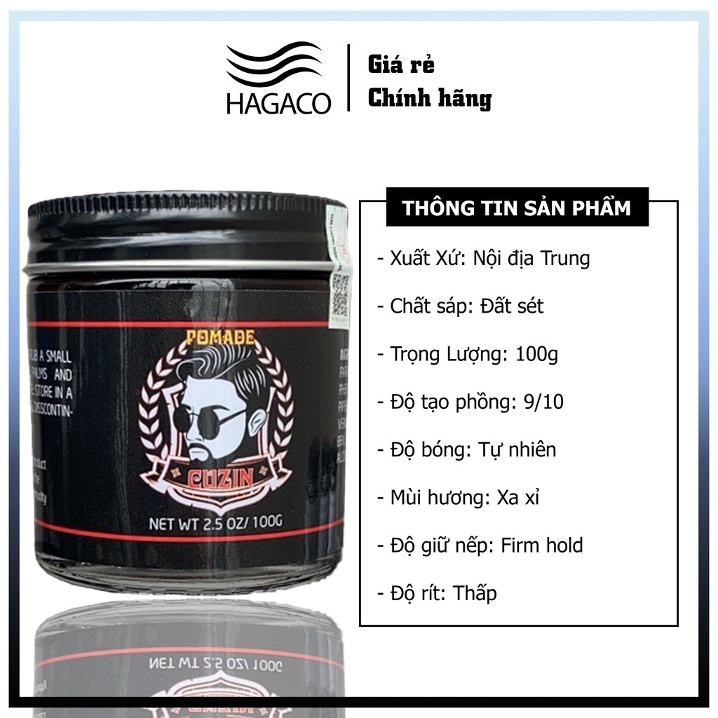 Sáp vuốt tóc tạo kiểu giữ nếp dành cho nam Railcar Pomade Cuzin MN39