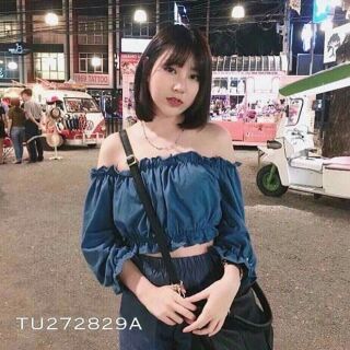 ÁO TRỄ VAI CROPTOP TAY DÀI