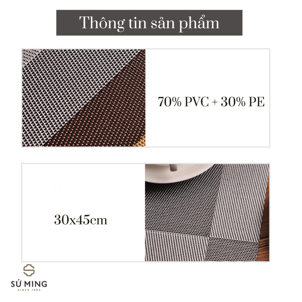 Tấm lót bàn ăn, thảm set up cao cấp placemat hình chữ nhật