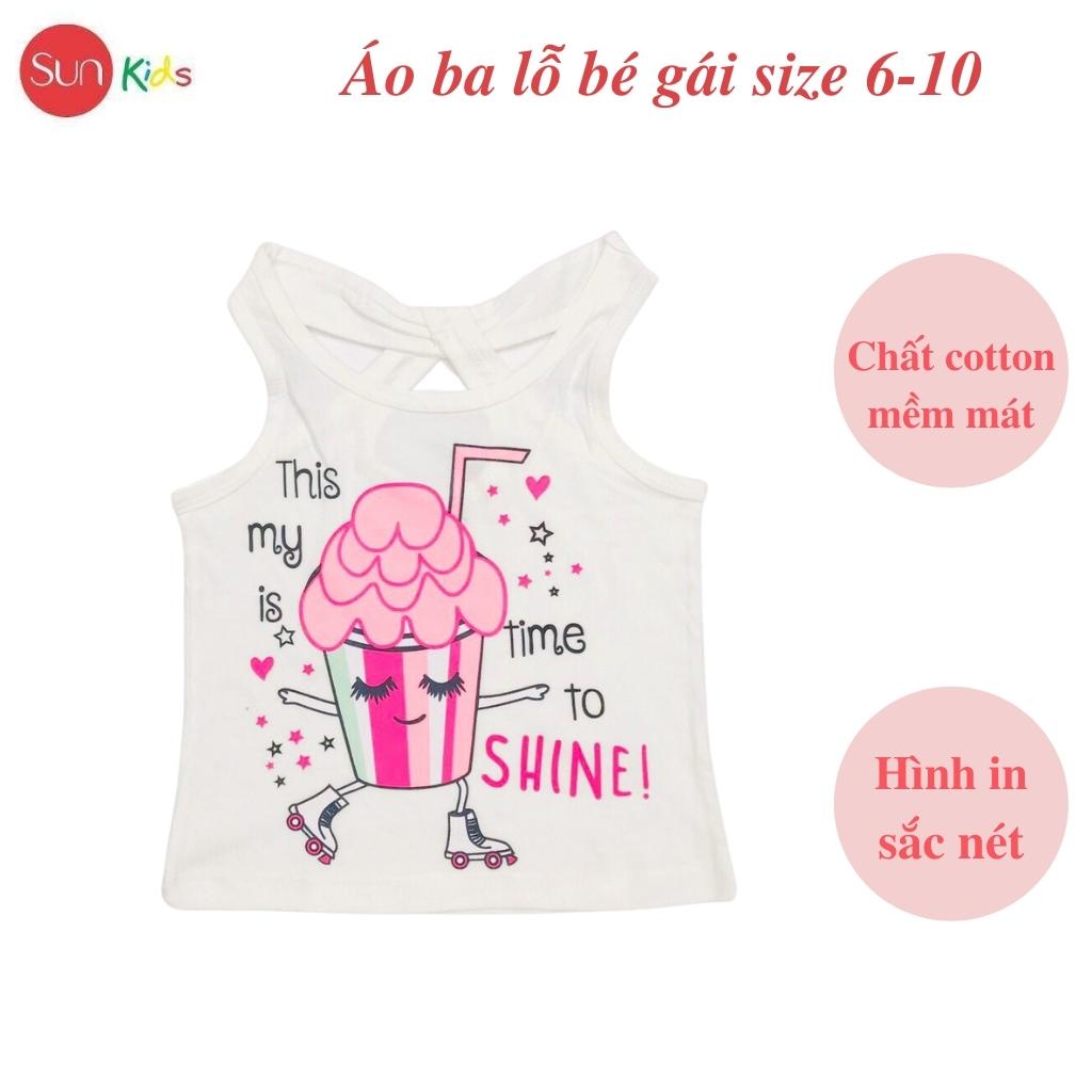 Áo thun bé gái, áo phông bé gái dáng ba lỗ, chất cotton, nhiều màu, size 6-10 - SUNKIDS