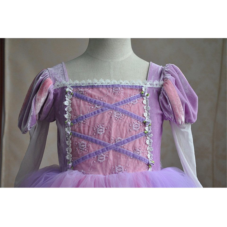 Bộ Tóc Giả + Đầm Tutu Hóa Trang Công Chúa Rapunzel Chất Lượng Cao Dành Cho Bé Gái