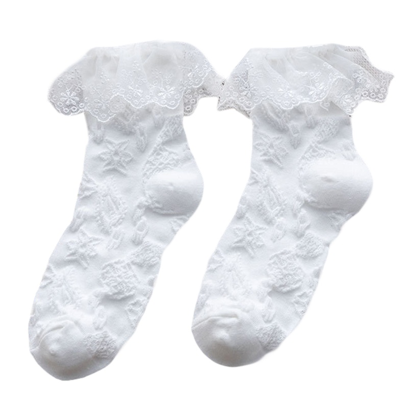 Xixi Vớ Cotton Ngắn Phối Bèo Họa Tiết Hoa Phong Cách Preppy Nhật Bản Cho Nữ