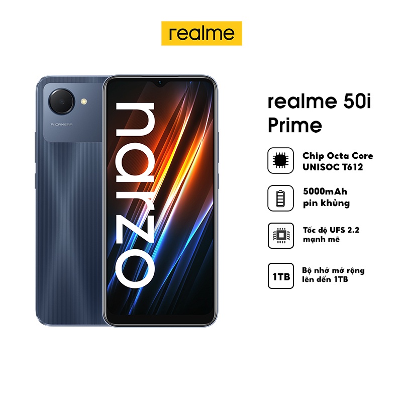 Điện Thoại realme Narzo 50i Prime (3GB/32GB) (4GB/64GB) - Hàng Chính Hãng