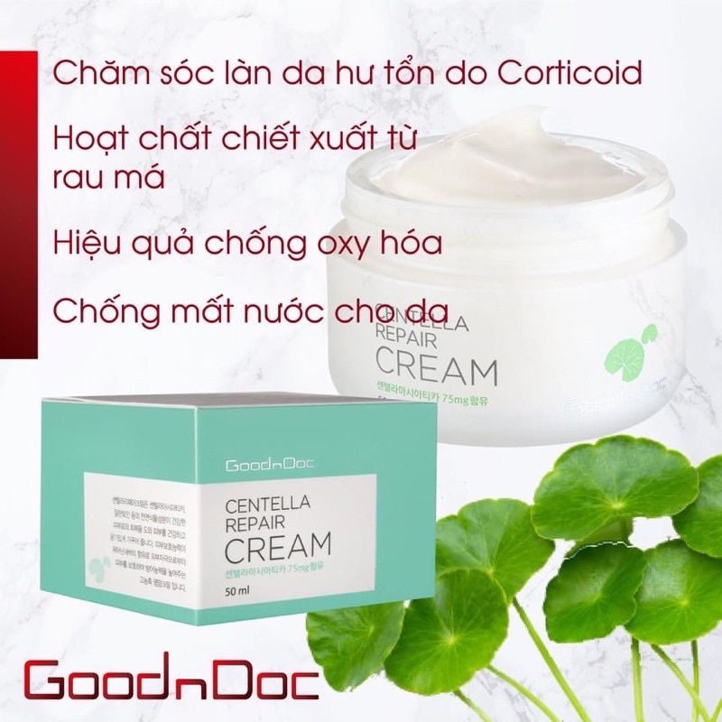 [NHẬP KHẨU] Kem rau má dưỡng trắng da GoodnDoc Centella Repair Cream 50ml