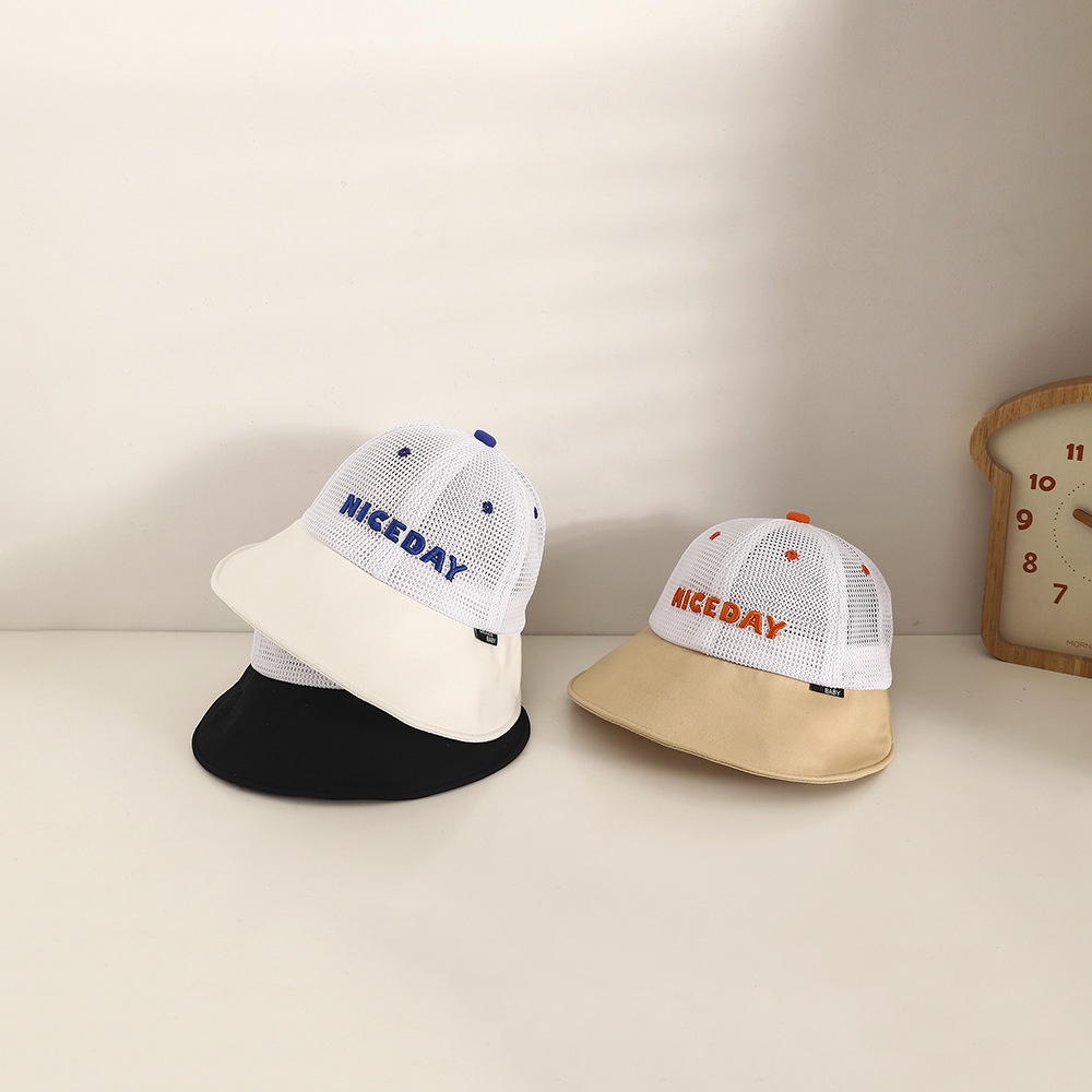 Nón Vành Tròn Thoáng Khí Thêu Chữ Xinh Xắn Cho Bé