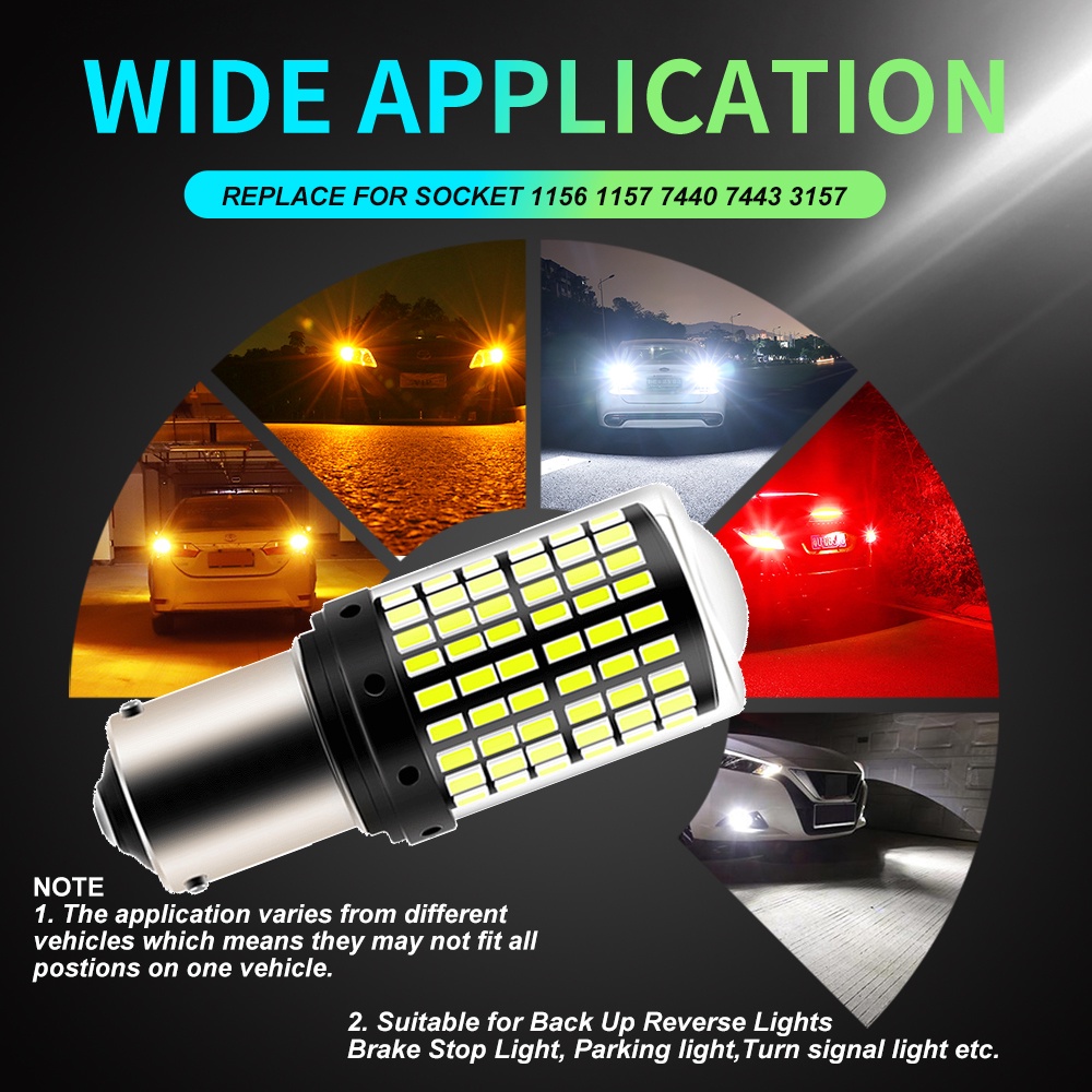 1 Chiếc Bóng Đèn LED 1156 BA15S P21W BAU15S PY21W 7440 W21W P21/5W 1157 BAY15D 7443 3157 LED 144smd Chất Lượng Cao