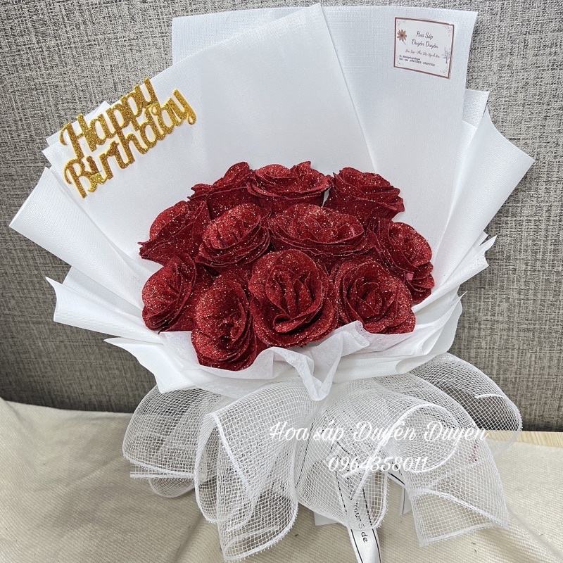 Bó hoa 12 bông kèm thiệp xinh