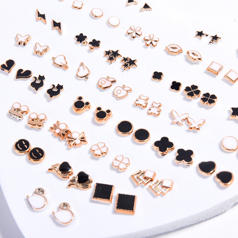 Set 36 Đôi Bông Tai Hoa Đính Đá Thời Trang Cho Nữ