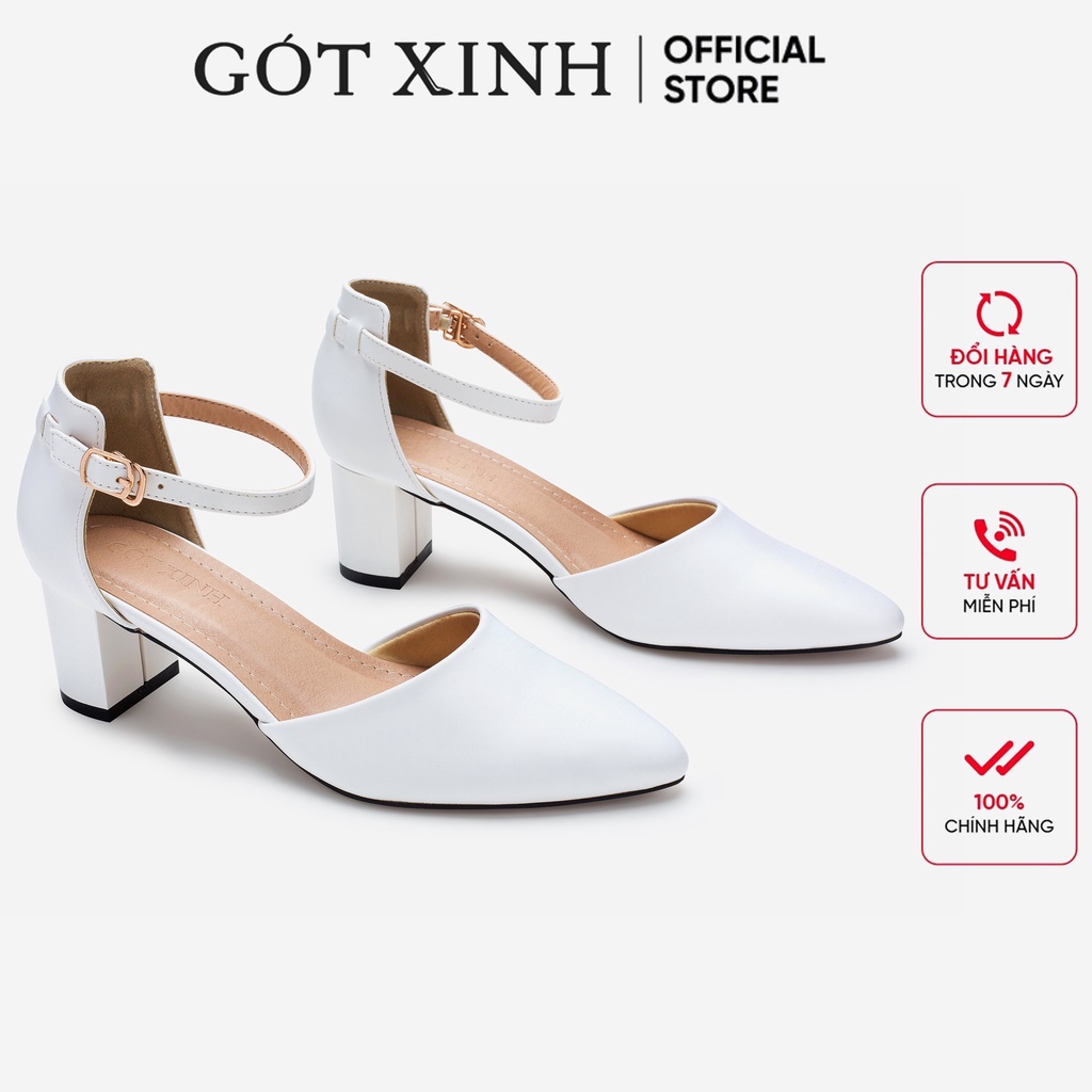 Giày cao gót GÓT XINH G6 da mềm gót vuông cao 5cm