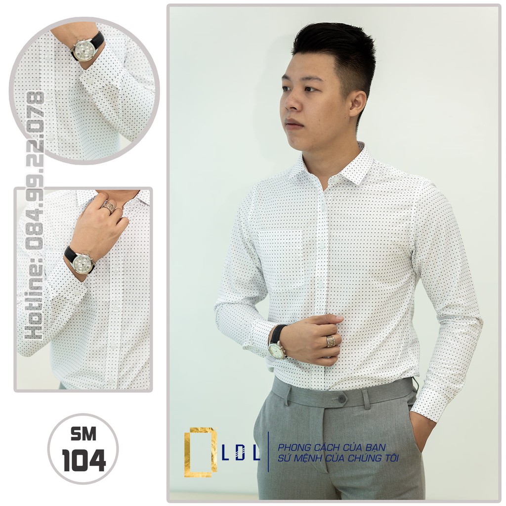Áo sơ mi nam dài tay LDL, sơ mi công sở cao cấp họa tiết chấm bi kiểu dáng trẻ trung hiện đại | BigBuy360 - bigbuy360.vn