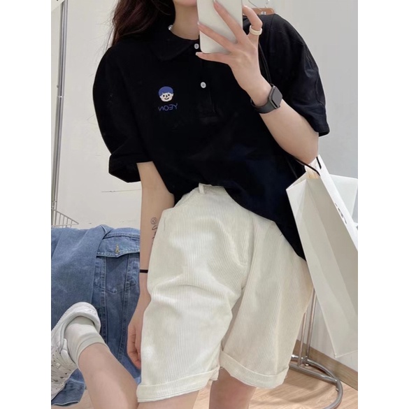 Áo Polo Nữ Nam Chất Liệu Mát Mẻ In Hình Cô Bé Kẹt Tóc Đáng Yêu Phong Cách Hàn Quốc Trẻ Trung  TTQ0480