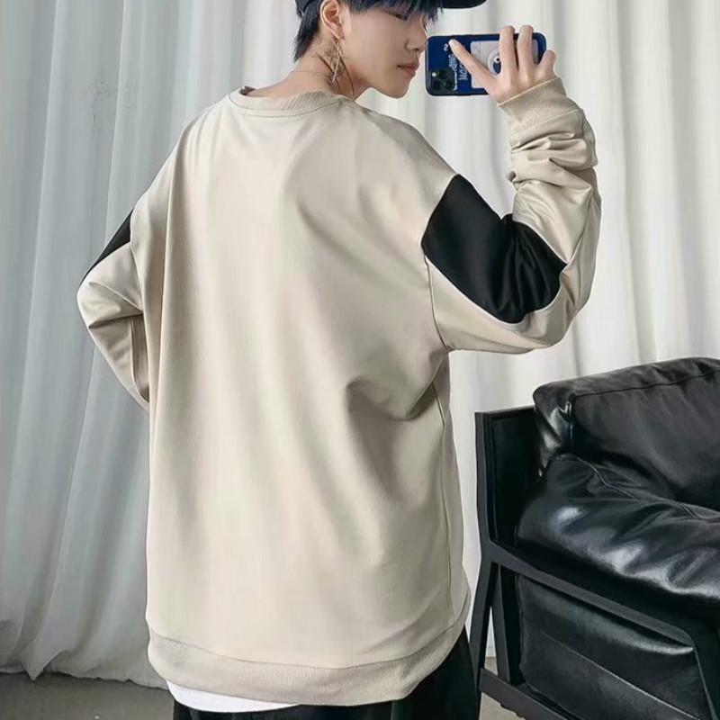 [ Mã 12FASHIONSALE1 giảm 10K đơn 50K ] Áo tay dài cổ tròn thiết kế dáng rộng cho nam giới | BigBuy360 - bigbuy360.vn