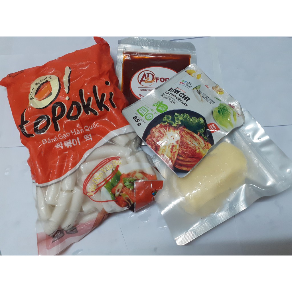 combo 1kg bánh gạo +100g Phô mai Mozzazzella+100g sốt+1 gói kim chi