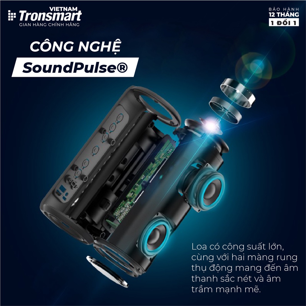 Loa Bluetooth 5.0 Tronsmart Element T6 Plus/ Upgraded 40W Âm thanh vòm - Hàng chính hãng - Bảo hành 12 tháng 1 đổi 1