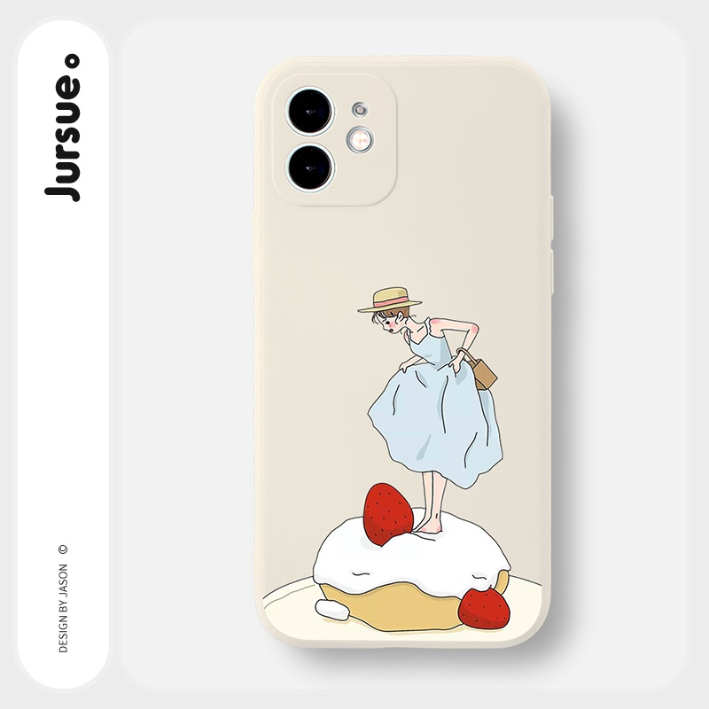 Ốp lưng JURSUE mềm viền vuông hình dễ thương đẹp Cho iPhone 14 13 12 11 Pro Max SE 2020 X XR XS 8 7 ip 6S 6 Plus kute Y2173