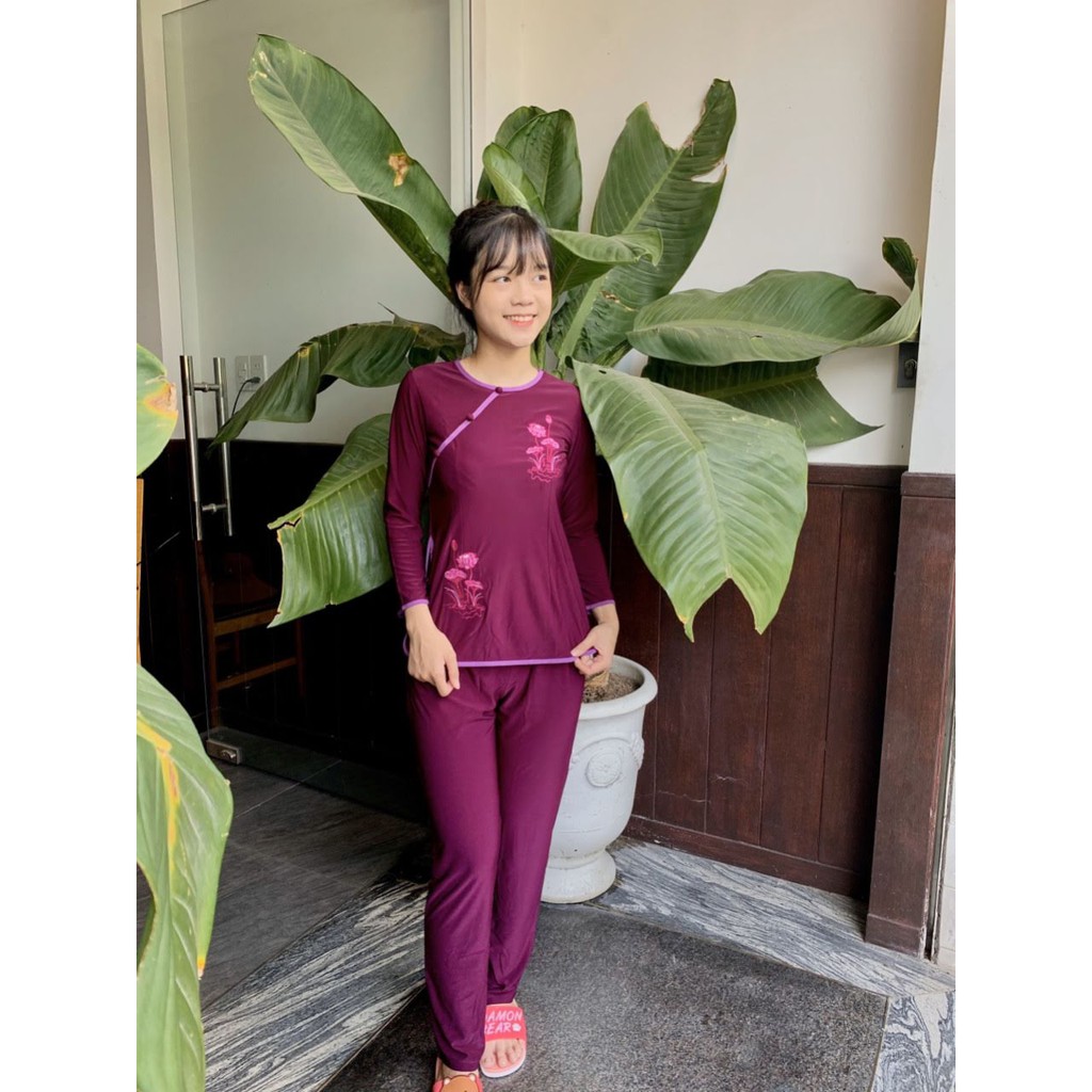 ĐỒ LAM ĐI CHÙA - MẪU THUN BIỀN TRÒN THÊU SEN