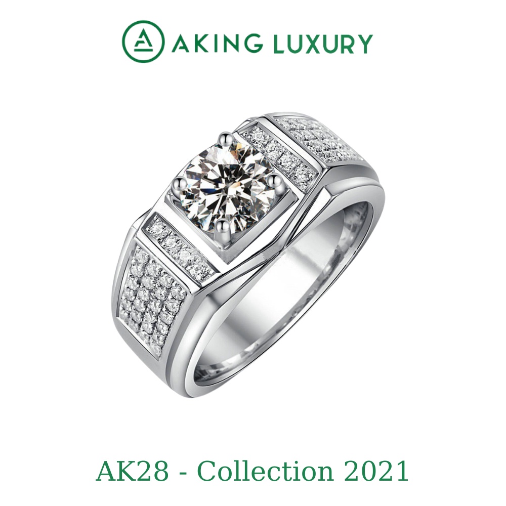 Nhẫn Bạc Nam Aking Luxury Ak28 Cao Cấp Đính Đá Sang Trọng, Lịch Lãm. Bộ Sưu Tập Mới Nhất 2022