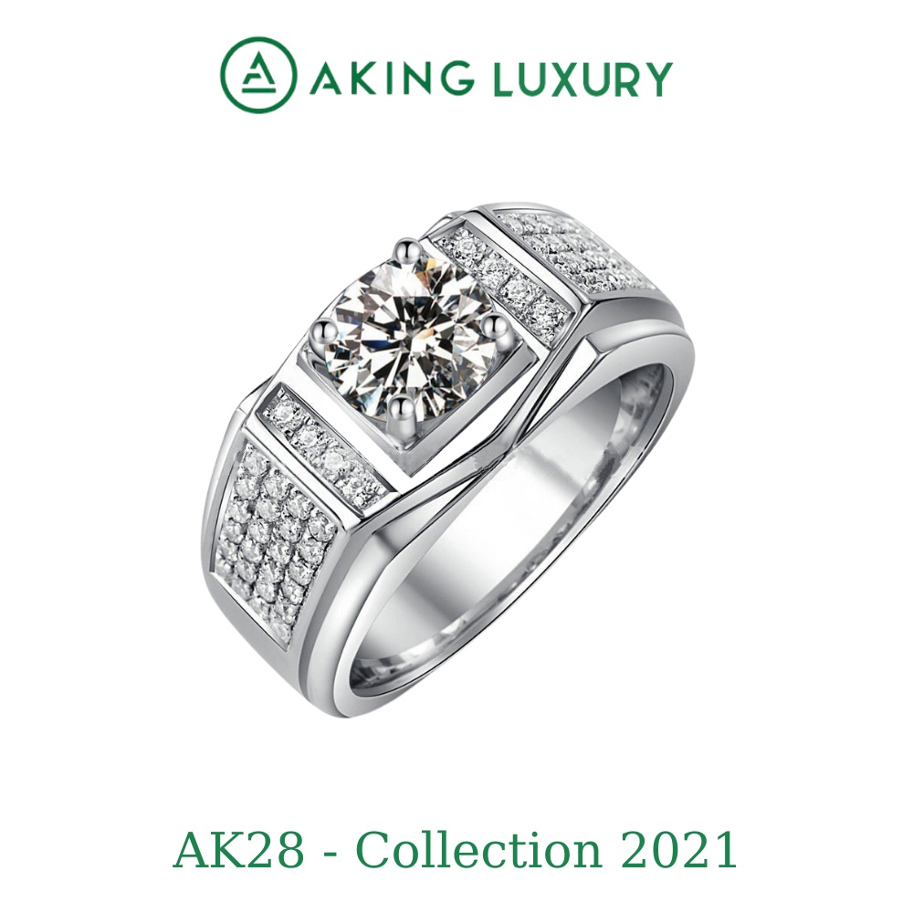 Nhẫn bạc nam AKING LUXURY AK28 cao cấp đính đá sang trọng, lịch lãm. Bộ sưu tập mới nhất 2022