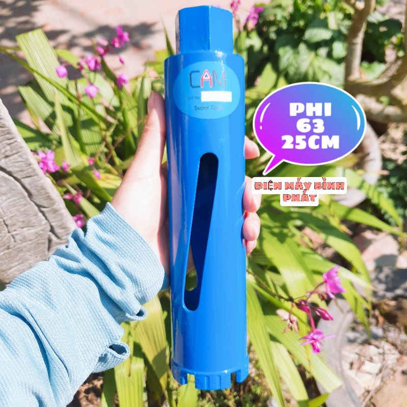 Mũi Khoan Rút Lõi Khô Phi 56, 63 dài 250mm và 370mm chuyên dùng cho thợ điều hòa, mũi rút lõi