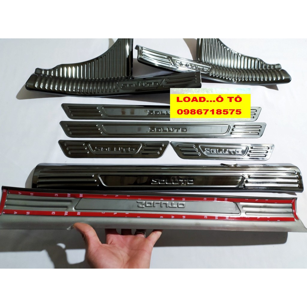 Ốp Bậc Cửa, Nẹp Bước Chân Xe  KIA SOLUTO 2022-2019 Trong Ngoài Chất Liệu Titan Màu Đen Cao Cấp