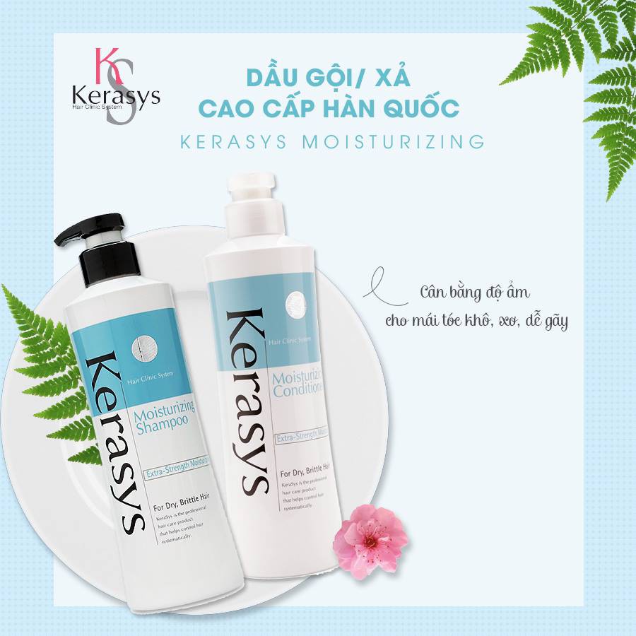 Dầu Gội, Xả Kerasys Moisturizing - Cân bằng độ ẩm cho tóc khô, xơ dễ gãy