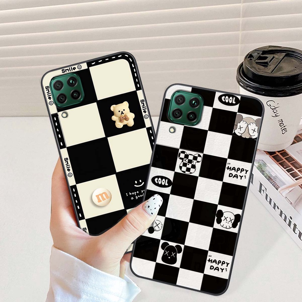 Ốp Huawei Nova 7i gấu Bear rick caro vuông thời trang siêu đẹp