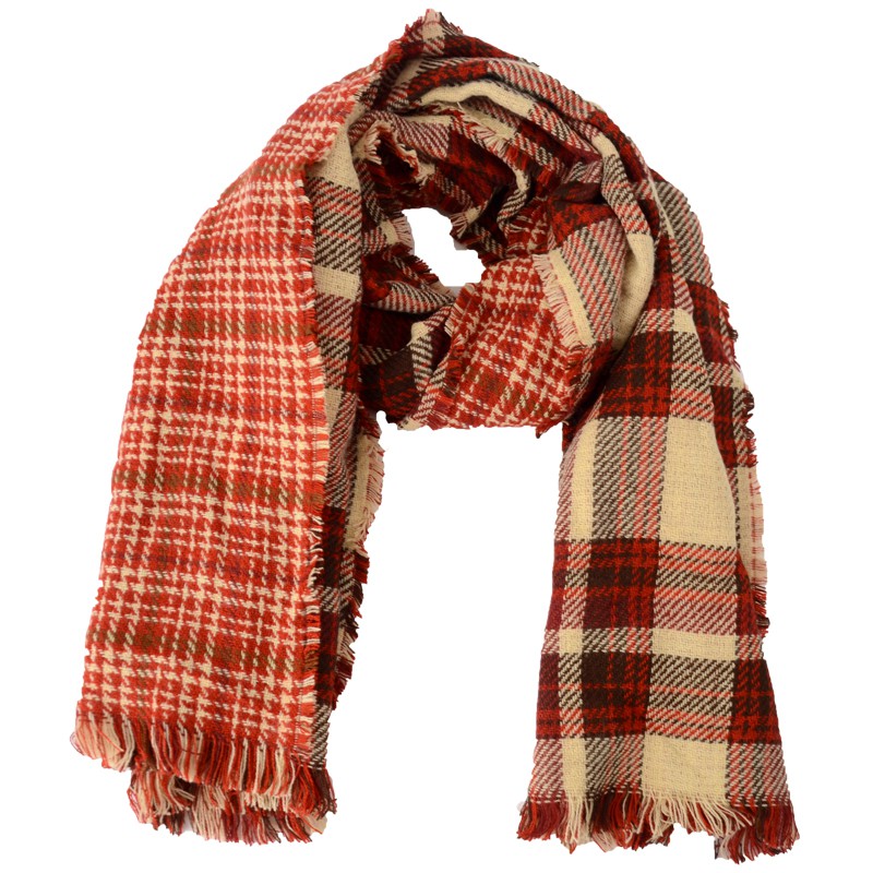 [Mã WAJAN27 hoàn 15% xu đơn 300k] Khăn quàng cổ vintage hoạ tiết hai mặt kẻ vuông phong cách Hàn | BigBuy360 - bigbuy360.vn