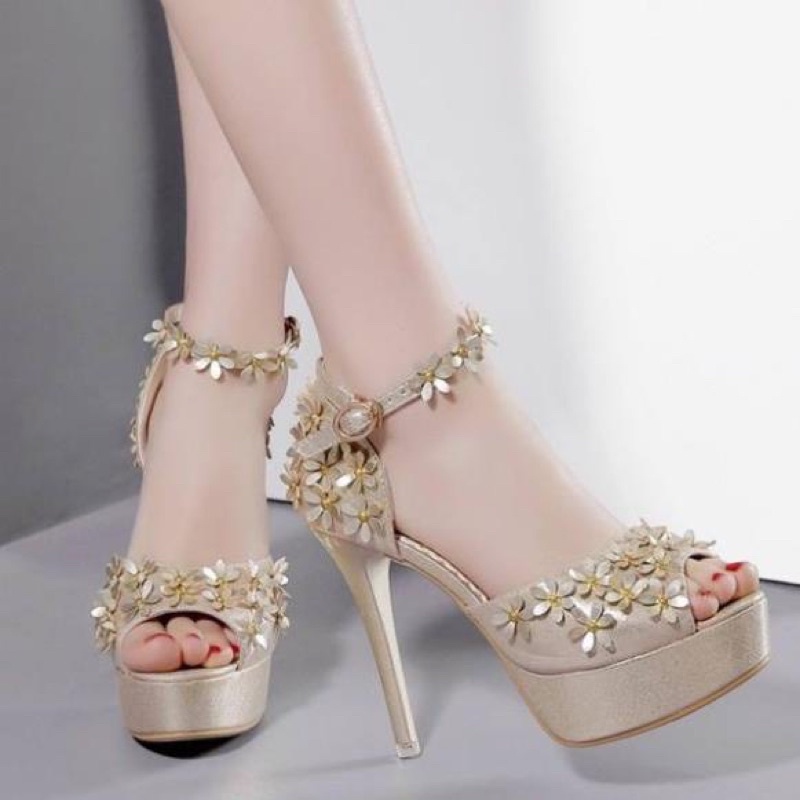 Giày cao gót hoa đi tiệc tiểu thư xinh 12cm