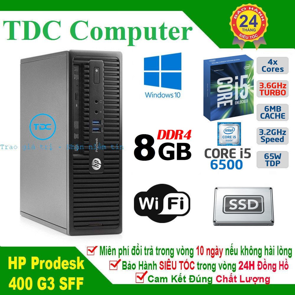 Case máy tính để bàn HP ProDesk 400 G3 SFF main H110, cpu core i5 6500, ram 8GB, SSD 120GB. Hàng Nhập Khẩu.