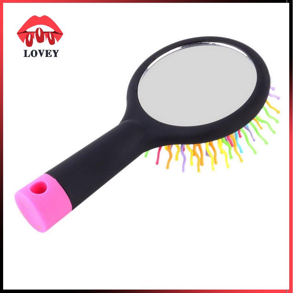 Lược chải tóc tích hợp gương soi chống tĩnh điện massage da đầu màu sắc cầu vồng