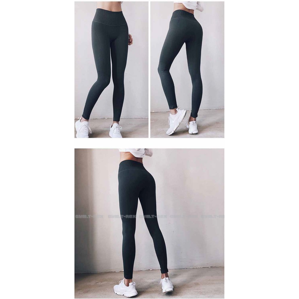 Quần gym nữ cạp cao họa tiết thun dệt SP085, Quần legging nữ yoga nâng mông - Gym Trex