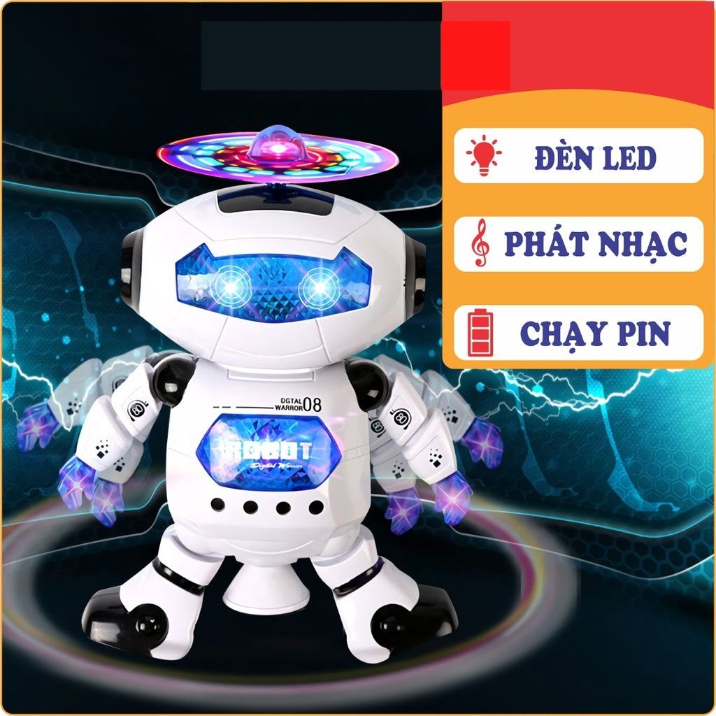 Đồ Chơi Robot Biết Nhảy Múa Phát Nhạc, Xoay 360 Độ Có Đèn Nhiều Màu Cao Cấp Cho Bé, Shop Mẹ Mốc ,RBNM