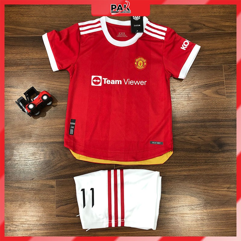 Quần áo bóng đá MU 2021 mẫu trẻ em Vải Thái ⚽ IN ẤN THEO YÊU CẦU ⚽ co giãn 4 chiều, thấm mồ hôi