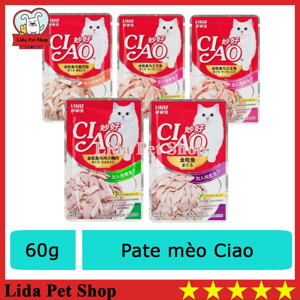 Pate mèo Ciao gói 60g - Thức ăn dạng pate cho mèo - Lida Pet Shop