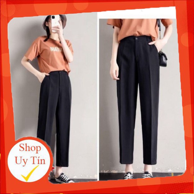 Quần Baggy nữ lưng cao - Kiểu quần tây nữ Hàn Quốc BASIC rất dễ phối đồ đi học - đi làm - đi chơi - côn