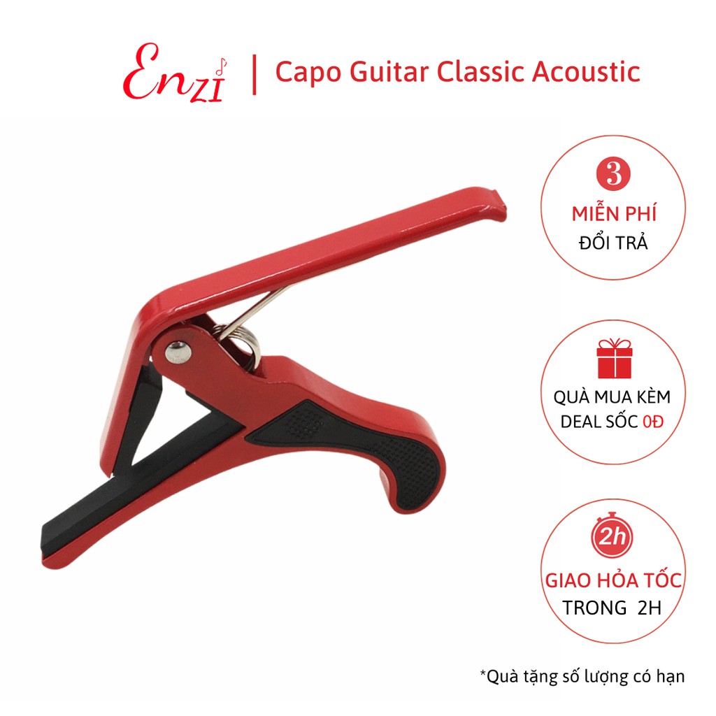 Capo guitar classic acoustic Enzi đổi tông chuyên dụng màu Đỏ bản to đẹp chắc chắn dễ sử dụng