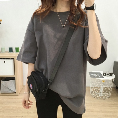 Áo thun tay lỡ unisex trơn đen trắng MOSSSHOP - Áo phông nam nữ phong cách hàn quốc ulzzang form rộng 65kg