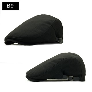Mũ Beret đen phối quai da cho nam