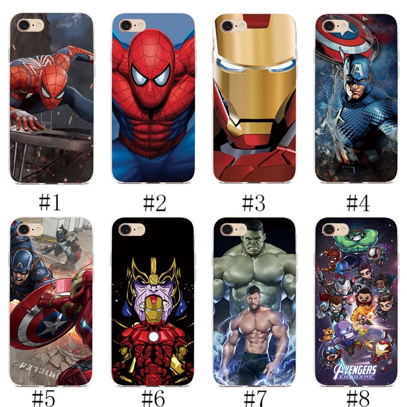 Ốp lưng TPU mềm iPhone X 8 7 6S 6 Plus 5S SE 5 Người nhện Iron Man Hoa văn